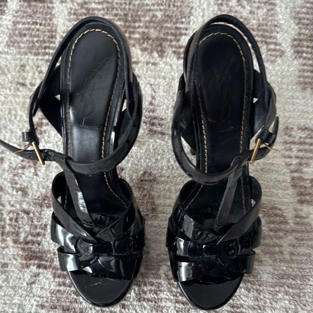 YSL Black Strappy Sandals